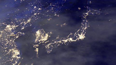 Japan Night Map 3d Cgi Hyperlapse Stock Footage Video (100% Royalty ...