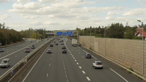 Cars driving on a French highway