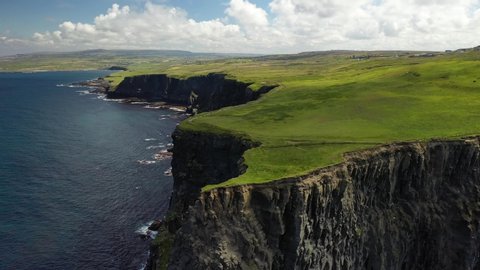 Cliffs of Moher steep precipice, Ireland tourist destination, aerial view