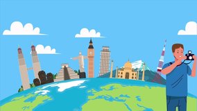 travel at monuments of the world and tourist photographer in earth planet ,4k video animated - Powered by Shutterstock - Get 15% off with code: PIKWIZARD15