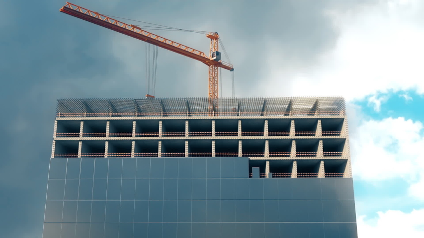 Hd timelapse construction of a glass building Royalty-Free Stock Footage #1057849519