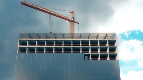 Hd timelapse construction of a glass building