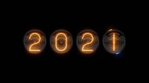 2021 opener. 0 to 2021 count up. 2021 counter. New Year. Nixie tube indicator countdown. Gas discharge indicators and lamps. 3D. 3D Rendering