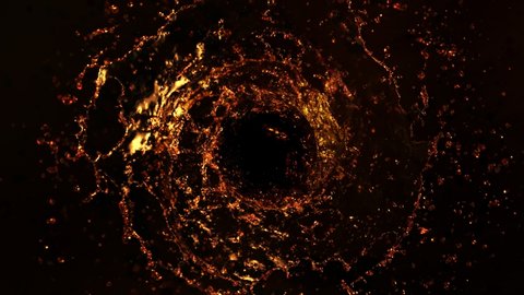 Super Slow Motion Shot of Golden Liquid Whirl Isolated on Black Background at 1000fps.