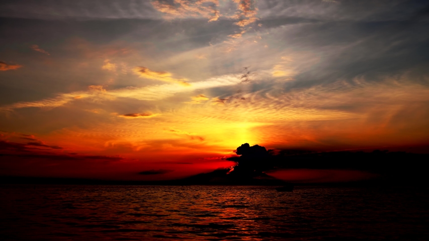 Beautiful landscape with sunset over lake Svityaz in Ukraine, 4k, timeleps.