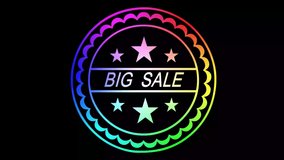 BIG SALE text mark on colorful round badge with LED light retro vintage style, isolated template suitable for web. - Powered by Shutterstock - Get 15% off with code: PIKWIZARD15