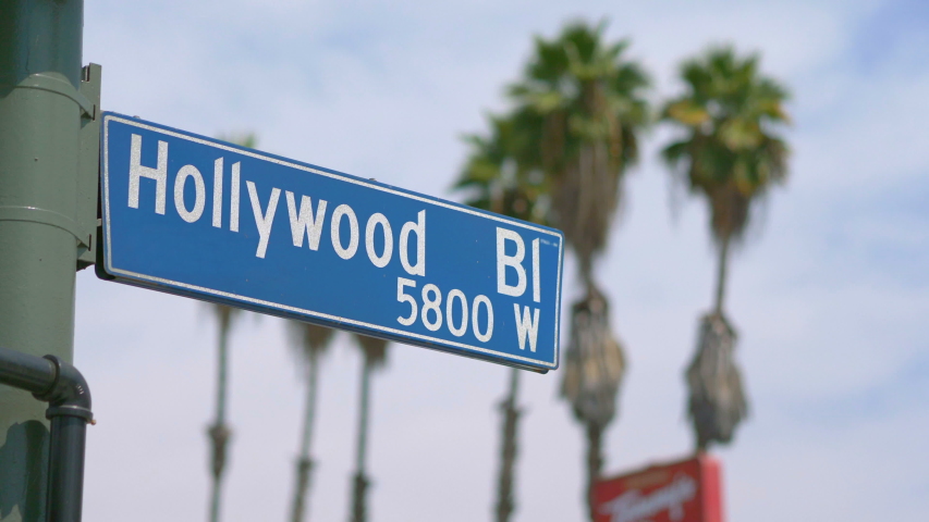 Hollywood Boulevard Street Sign and Stock Footage Video (100% Royalty ...