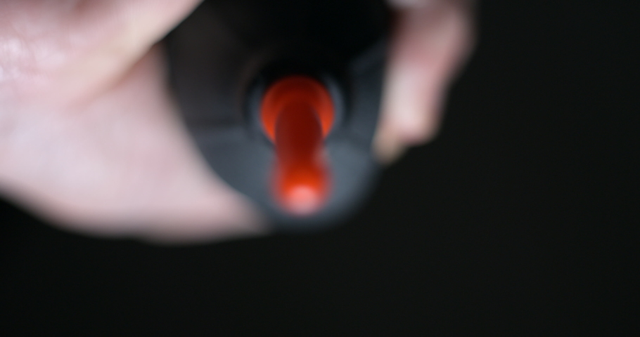 Lens cleaning close up from below