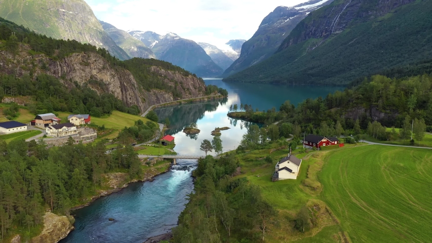 Beautiful Nature Norway natural landscape lovatnet lake.