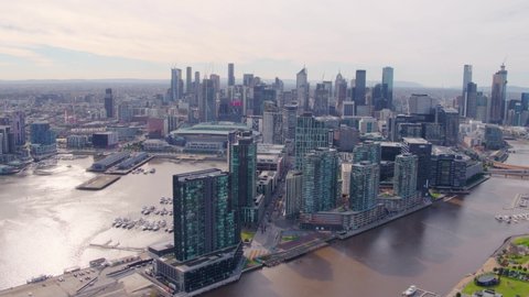 Wide Aerial View of Melbourne City