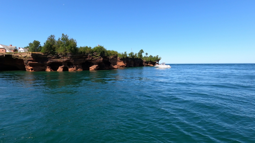  Apostle islands National Lakeshore in Northern Wisconsin. The Great Lakes.  Lake Superior, shoreline, sea caves