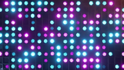 Flicker wall lights. Flashing lights Lanterns for clubs and discos. Matrix beam headlights. Nightclub halogen lamp. Modern neon spectrum. Seamless loop 3d render