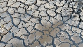 Drought cracked soil, dry land. Climate change, global warming. Natural disaster.