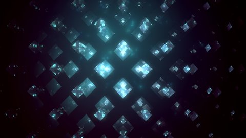 Abstract blue geometric background. Kaleidoscopic movement of reflections. Optical illusion of 3d effect. 4k seamless animation loop. Lossless quality.