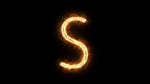 The letter "S" of burning flame. Flaming burn font or bonfire alphabet text with sizzling fiery shining heat effect. 3D rendering.