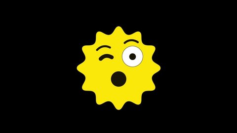 Animated colorful looping shocked sun emoji background for apps or add commercial. Bringing life to your screen. Fun character motion graphic design.