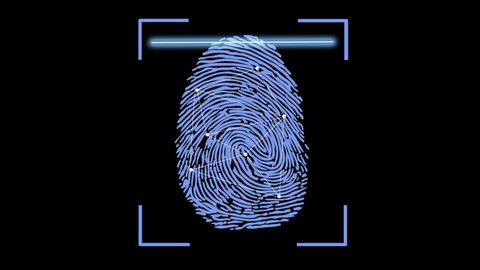 Animation of fingerprint Touch ID futuristic digital processing. Security biometric identity and approval. concept of the future of security and password control through fingerprints in an immersive