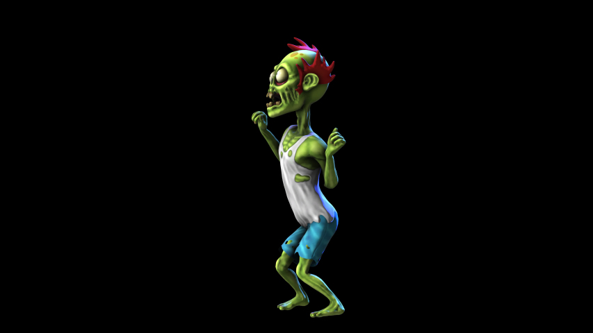 Seamless animation of a zombie with a crazy dancing isolated with alpha channel. Funny cartoon character for Halloween background. Royalty-Free Stock Footage #1057995985