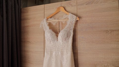 beige wedding dress close up Adlı Stok Video