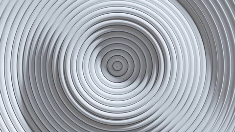 Abstract pattern of circles with the effect of displacement. White clean rings animation. Loop 3d render 4K