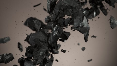 Super slow motion of collision of coal pieces. Filmed on high speed cinema camera, 1000fps.