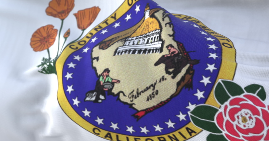 Sacramento county flag, state of California, United States of America - loop
