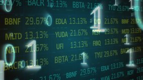 Animation of stock market and financial data processing and binary coding on black background. Global finances business concept digitally generated image. - Powered by Shutterstock - Get 15% off with code: PIKWIZARD15
