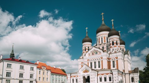 Tallinn, Estonia. Alexander Nevsky Cathedral. Famous Orthodox Cathedral. Popular Landmark And Destination Scenic. UNESCO World Heritage Site