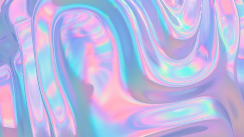 Modern beautiful holographic background. Moving waves. Trendy design of webpunk and vaporwave. 4k video. Loop 3d render animation.