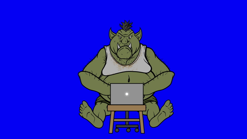 Animated Internet Troll Trolling On Blue Screen Royalty-Free Stock Footage #1058098219