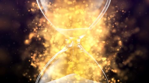 Video of the movement of energy particles inside an hourglass in an abstract style for meditation of the profit of relaxation energy
