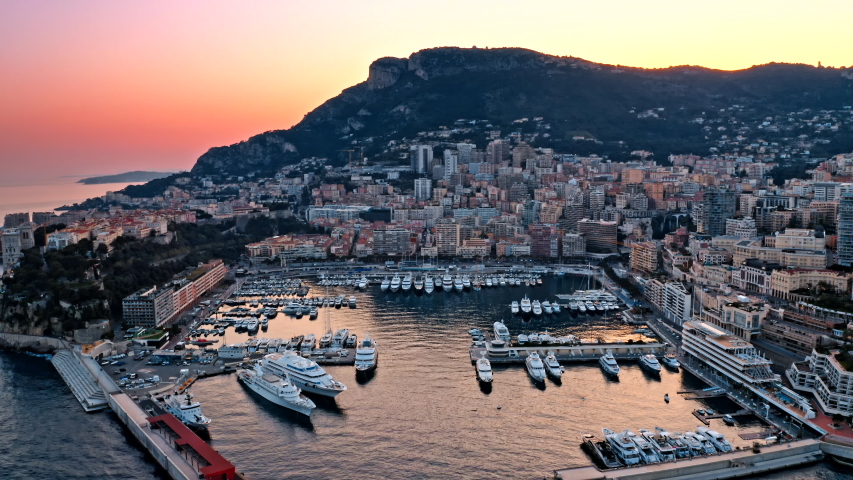 MONTE-CARLO, MONACO - JUNE 2020: Aerial view of Monaco architecture, France | Shutterstock HD Video #1058115505