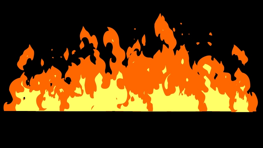 Cartoon Fire Of Raging Flames. 4K Animation Video Motion Graphics Without Background