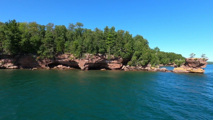 Apostle islands National Lakeshore in Northern Wisconsin. The Great Lakes.  Lake Superior, shoreline 