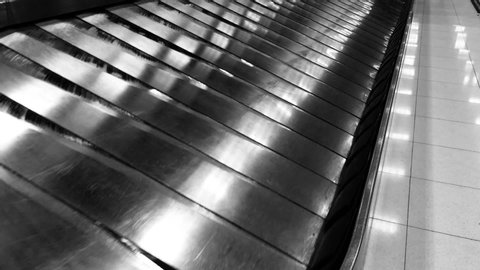 Closeup airport baggage belt in airport