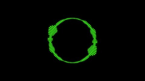 Sound wave isolated on black background. Green circle digital sound wave equalizer. Audio technology circle concept and design under the concept of green emphasize simplicity or animated background.