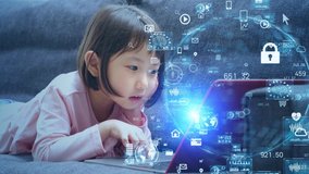 Asian little girl using laptop PC. Education technology. EdTech. - Powered by Shutterstock - Get 15% off with code: PIKWIZARD15