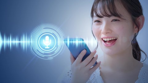Voice recognition of smart phone concept. AI assistant.