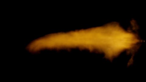 A muzzle of .223 rifle ricocheting off a black background seen from side from the Ricochet collection - Muzzle Flash Video Element.