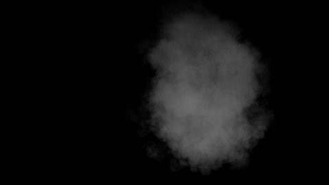 An outburst of gum smoke vanishing away on a dark background from center from the Ricochet collection - Muzzle Flash Video Element.