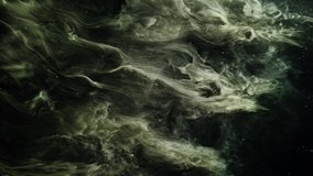 Whitish green waves sweeping in top left corner on dark background from the Nephos collection - Space Background Video Element.
