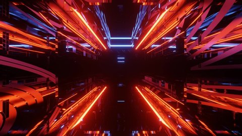 Prismatic Blinking Light Night Tunnel 4k uhd 3d rendering vj loop