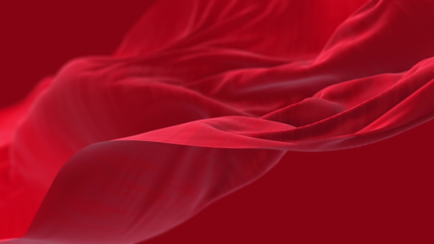 4k Red wave satin fabric loop background.Wavy silk cloth fluttering in the wind.tenderness and airiness.3D digital animation of seamless flag waving ribbon streamer riband.  Royalty-Free Stock Footage #1058153926