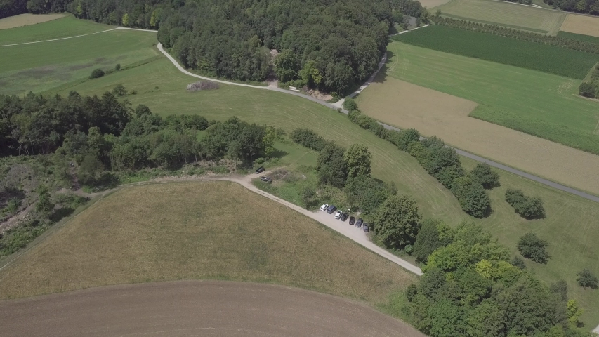 Landcape view, drone footage, Franconian Switzerland, Bavaria, Germany, 4K