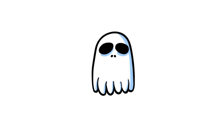 Cartoon crazy doodle ghost flying. Seamless loop, alpha channel. Royalty-Free Stock Footage #1058169178