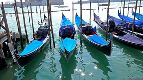 4K Gondolas in Venice, Italy. UHD steadycam stock video