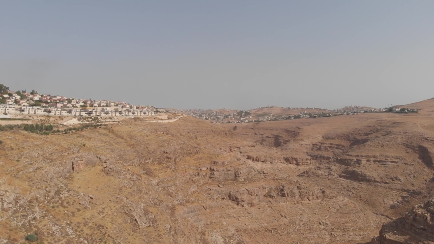 Panorama. Harmala and Rafida - Arab villages in the West Bank near Jabal al-Fureidis (Har Hordus or Herodion).