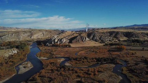 Panoramic View of the Missouri River Headwaters in Montana. Forward Dolly Shot.