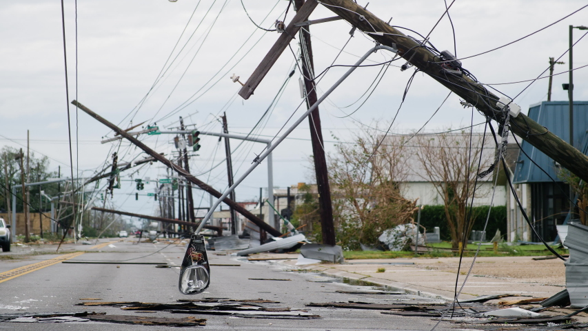 Hurricane Laura - Category 4 Storm Damage in Lake Charles, Louisiana Royalty-Free Stock Footage #1058183404
