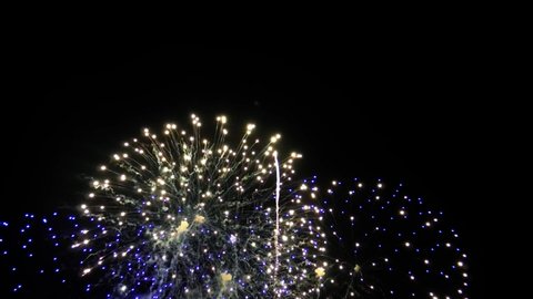 fireworks in the night sky . 3D Abstract. Realistic animation Firework Colorful.